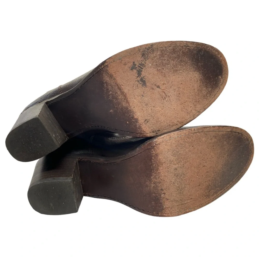 Frye Knee High Heeled Boot in Brown Leather - Picture 9 of 13